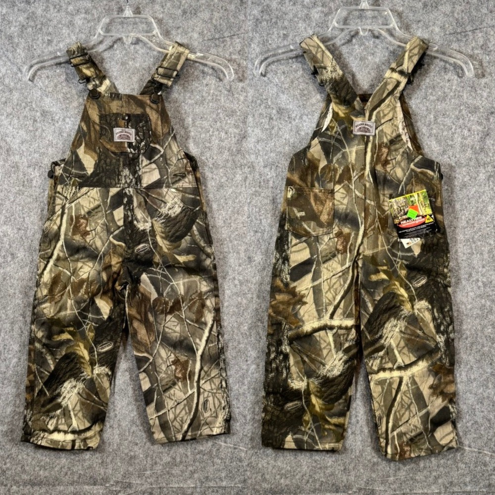 Vtg 90s Round House Realtree Camo Overalls Kids Toddler 4T Deadstock Bib